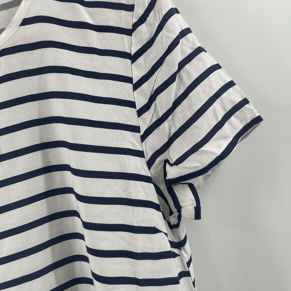H&M L.O.GG Shirt Size 4 Women's Short Sleeve Stripes Nautical Navy White NWT - Picture 6 of 9